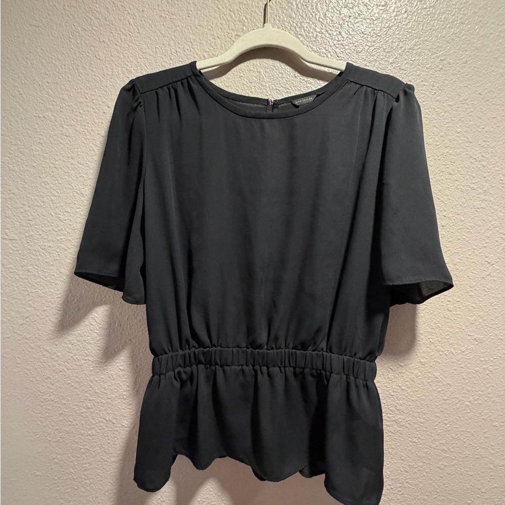 Ann Taylor Charcoal Blouse